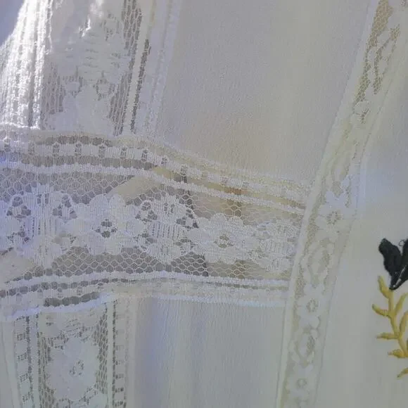 Nanette Lepore Women's Ivory & Lace Floral Embroiderd Dress Size 8 - Picture 6 of 7